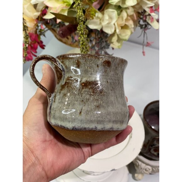 Handcrafted Brown & Cream Glazed Ceramic Mug With Raised Text Set 2 - Picture 8 of 13